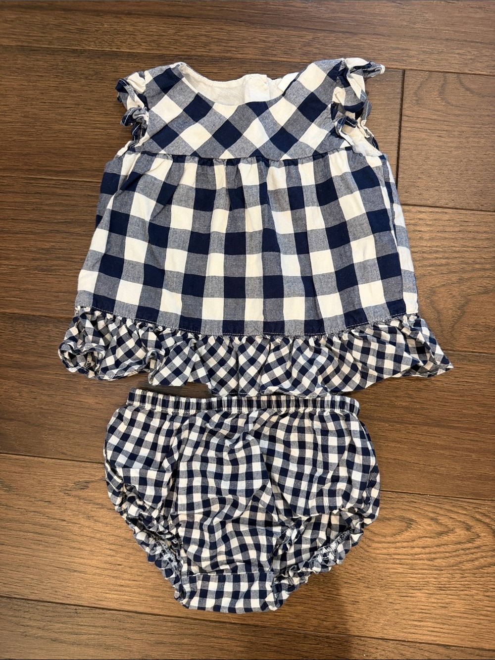 Baby Gap Navy & White Gingham Top & Bloomers Set 12-18 Months - C8-034
